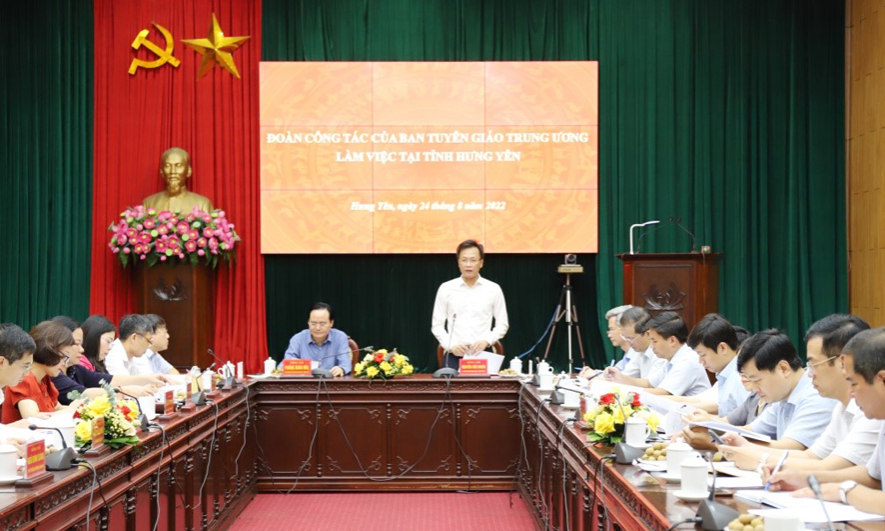 Đoàn công tác của Ban Tuyên giáo Trung ương  làm việc tại tỉnh