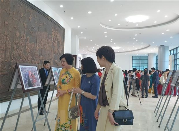Các đại biểu tham quan Triển lãm ảnh "Việt Nam - Nhật Bản qua ống kính 4B". (Ảnh: Nguyễn Cúc/TTXVN)