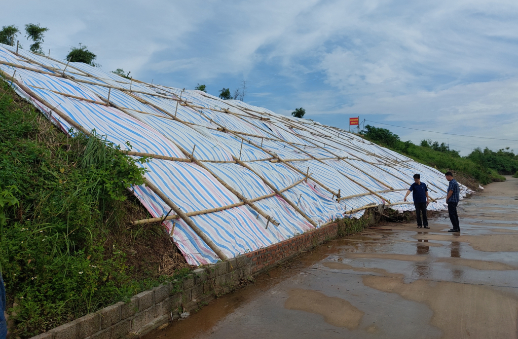 Sự cố sạt trượt mái đê phía đồng có chiều dài khoảng 30m tại thôn Phi Liệt, xã Liên Nghĩa (Văn Giang)