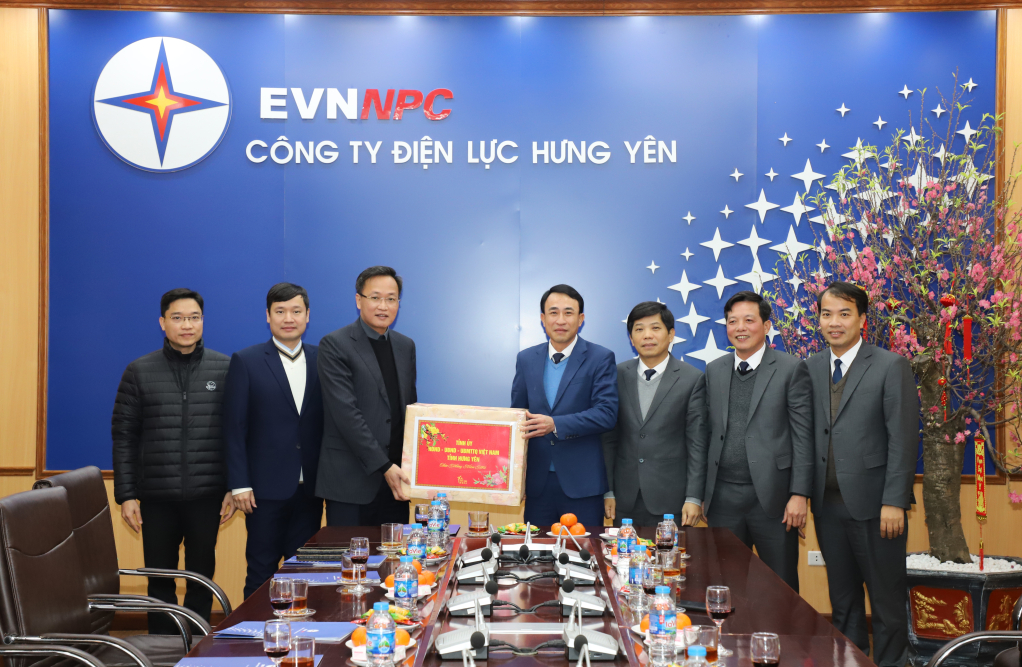 Bí thư Tỉnh ủy Nguyễn Hữu Nghĩa trao quà tặng cán bộ, công nhân viên Công ty Điện lực Hưng Yên.