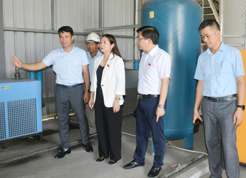 Tổ giám sát khảo sát thực tế tại công trình xử lý nước thải của Công ty cổ phần Thuận Đức (thị trấn Lương Bằng, Kim Động)