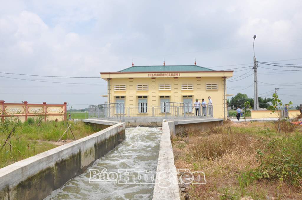 Trạm bơm Hòa Đam 1 (thị xã Mỹ Hào) được xây dựng mới đáp ứng nhu cầu tưới, tiêu