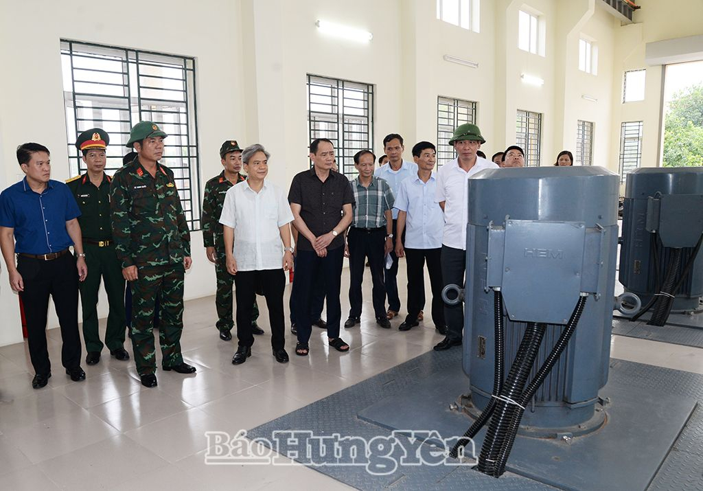 Kiểm tra công tác tiêu úng tại trạm bơm Chùa Tổng, xã Trung Hưng (Yên Mỹ)