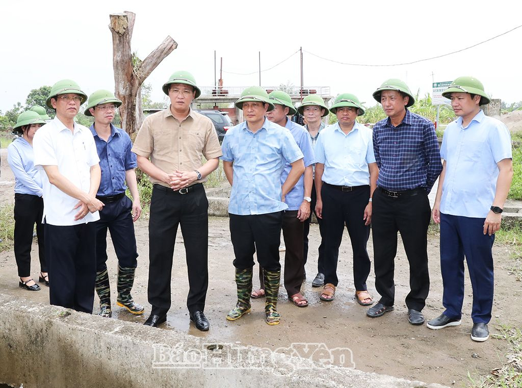 Đồng chí Bí thư Tỉnh ủy Nguyễn Hữu Nghĩa kiểm tra công tác tiêu úng tại Trạm bơm Tam Đô (Ân Thi)