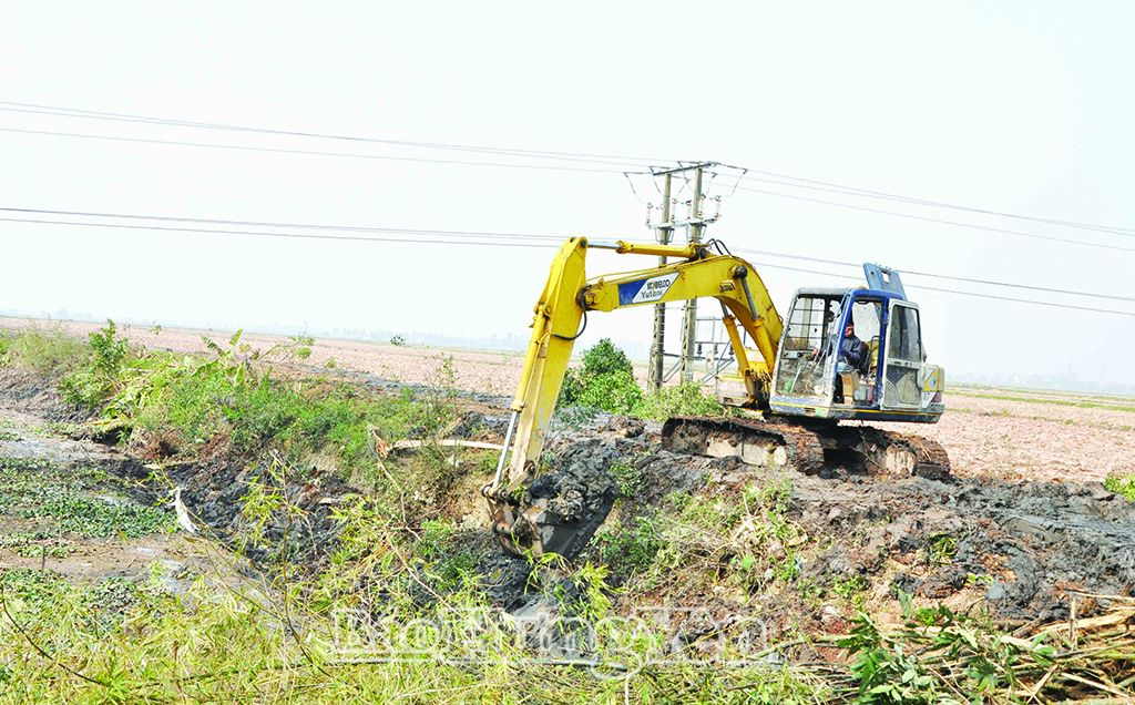 Nạo vét công trình thủy lợi ở xã Ngô Quyền (Tiên Lữ)