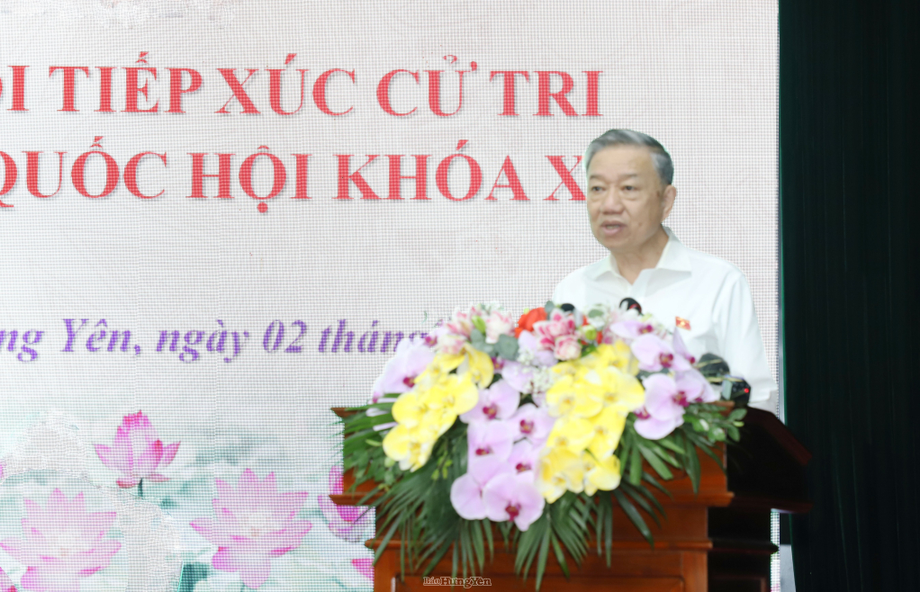 Tổng Bí thư Tô Lâm phát biểu tại buổi tiếp xúc cử tri