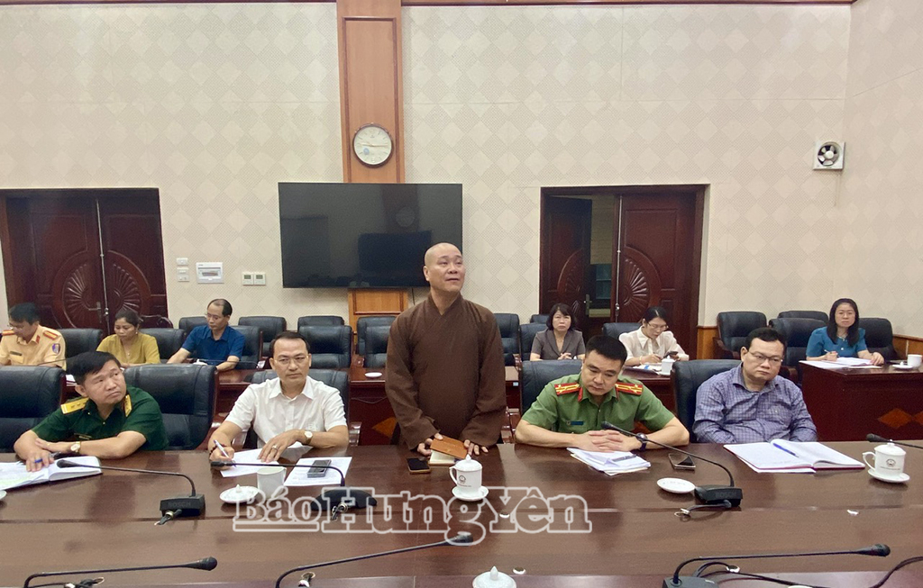 Đại đức Thích Thanh Quang- Phó Trưởng ban Thường trực Ban Trị sự Giáo hội Phật giáo Việt Nam tỉnh Hưng Yên phát biểu