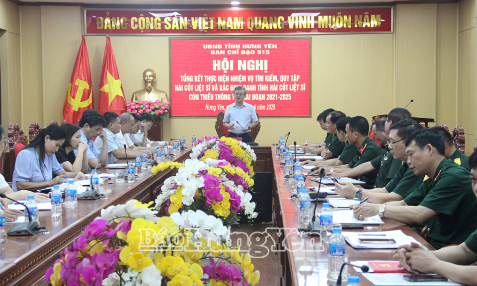 Hưng Yên có 108 hài cốt liệt sĩ được di chuyển, tiếp nhận an táng tại nghĩa trang liệt sĩ trong tỉnh