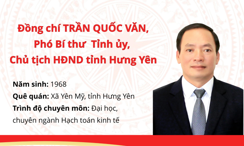 Tiểu sử đồng chí Trần Quốc Văn, Phó Bí thư Tỉnh ủy, Chủ tịch HĐND tỉnh Hưng Yên