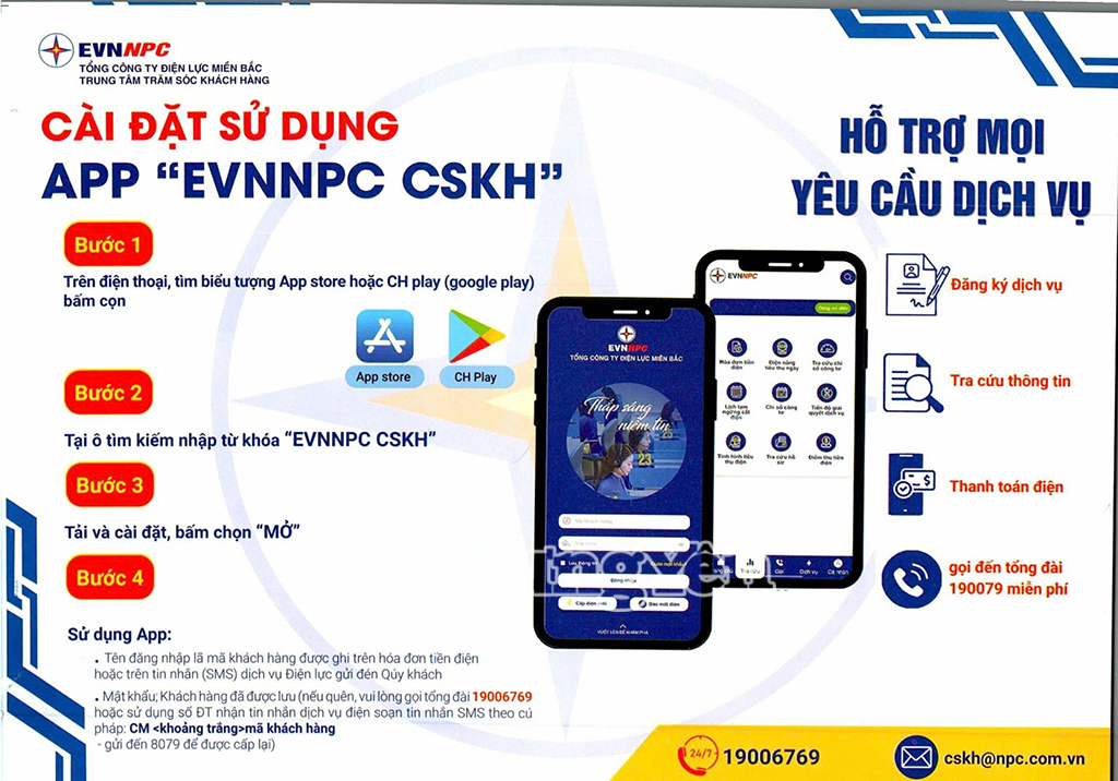 Khách hàng có thể dễ dàng theo dõi chỉ số điện tiêu thụ qua ứng dụng EVNNPC CSKH