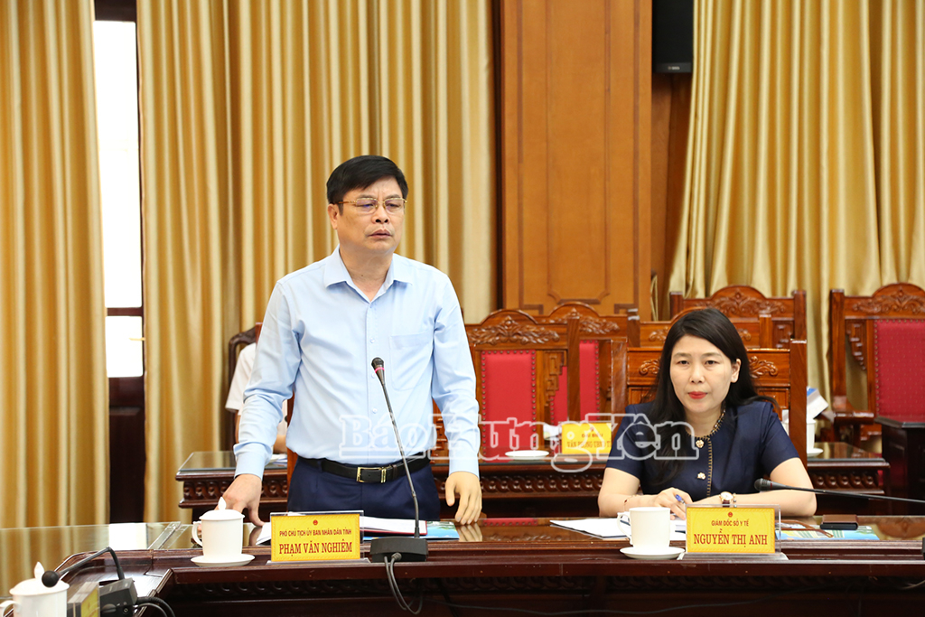 Đồng chí Phạm Văn Nghiêm, Tỉnh ủy viên, Phó Chủ tịch UBND tỉnh phát biểu tại buổi làm việc.