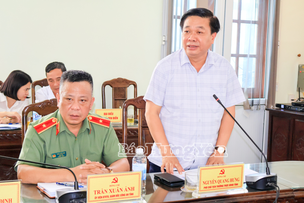Đồng chí Phó Chủ tịch Thường trực UBND tỉnh Nguyễn Quang Hưng phát biểu tại buổi kiểm tra.