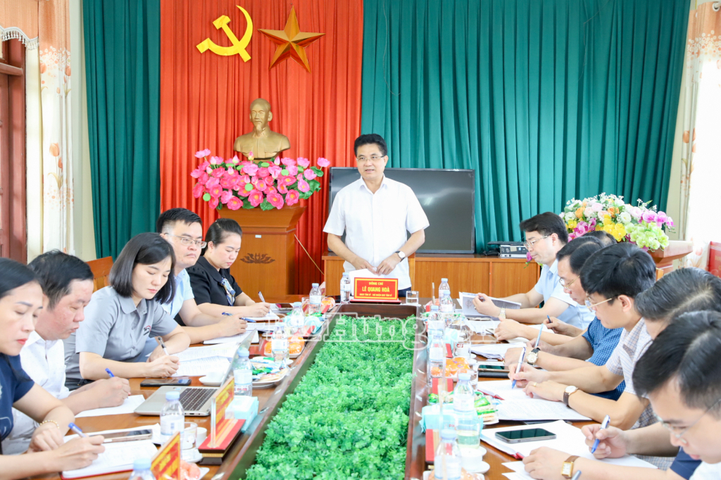 Đồng chí Lê Quang Hòa, Ủy viên Ban Thường vụ Tỉnh ủy, Chủ nhiệm Ủy ban Kiểm tra Tỉnh ủy phát biểu tại buổi kiểm tra.