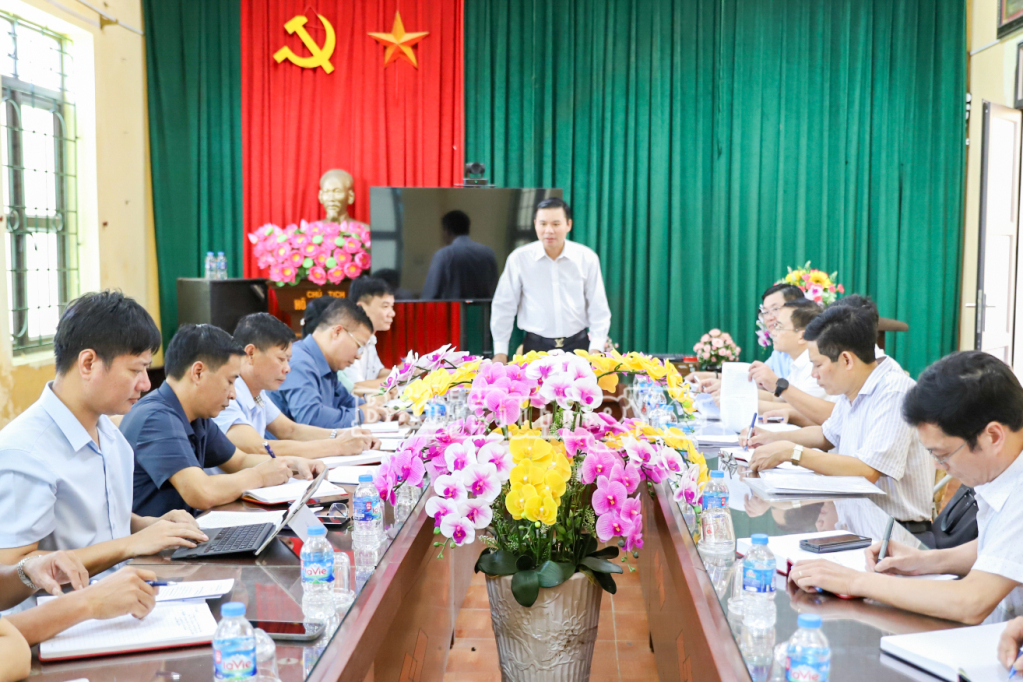 Đồng chí Nguyễn Lê Huy, Ủy viên Ban Thường vụ Tỉnh ủy, Phó Chủ tịch UBND tỉnh phát biểu tại buổi kiểm tra ở xã Hiệp Cường.