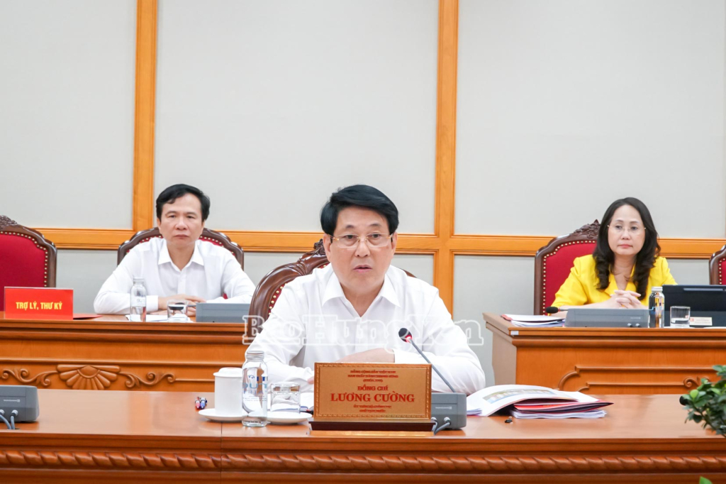 Chủ tịch nước Lương Cường phát biểu kết luận buổi làm việc.