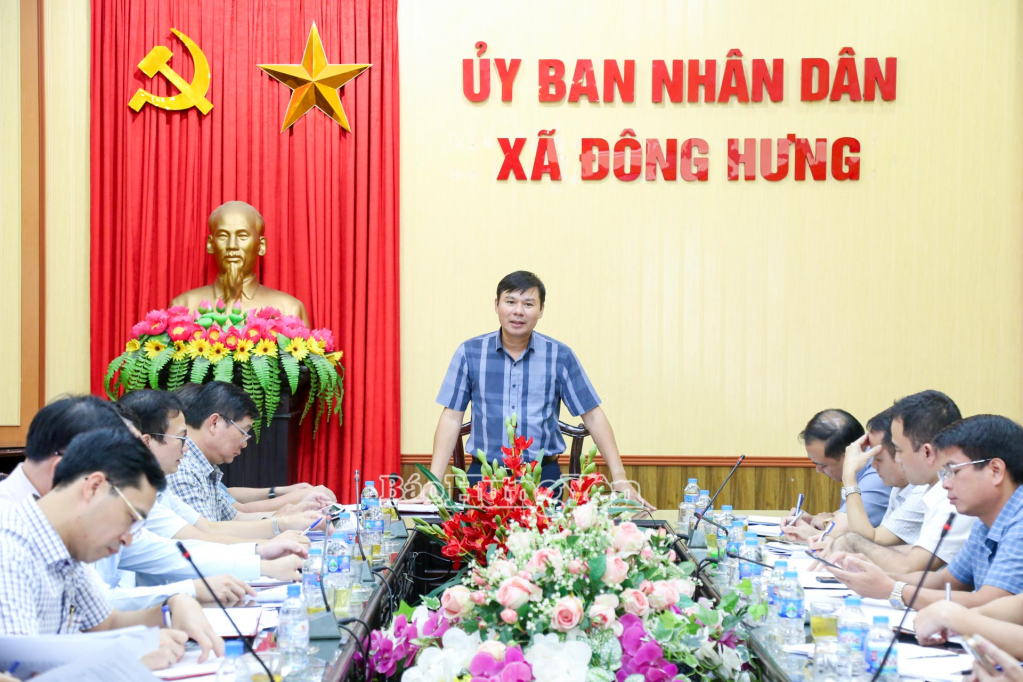 Đồng chí Nguyễn Lê Huy, Uỷ viên Ban Thường vụ Tỉnh uỷ, Phó Chủ tịch UBND tỉnh, Tổ trưởng Tổ công tác số 2 của UBND tỉnh phát biểu tại buổi kiểm tra.