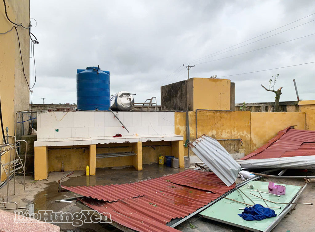 Trường Mầm non Thụy Bình, xã Thái Thụy, thiệt hại sau thiên tai.