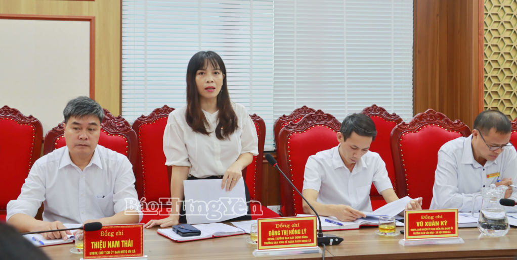 Đại diện ban Kinh tế - Ngân sách, HĐND xã phát biểu.