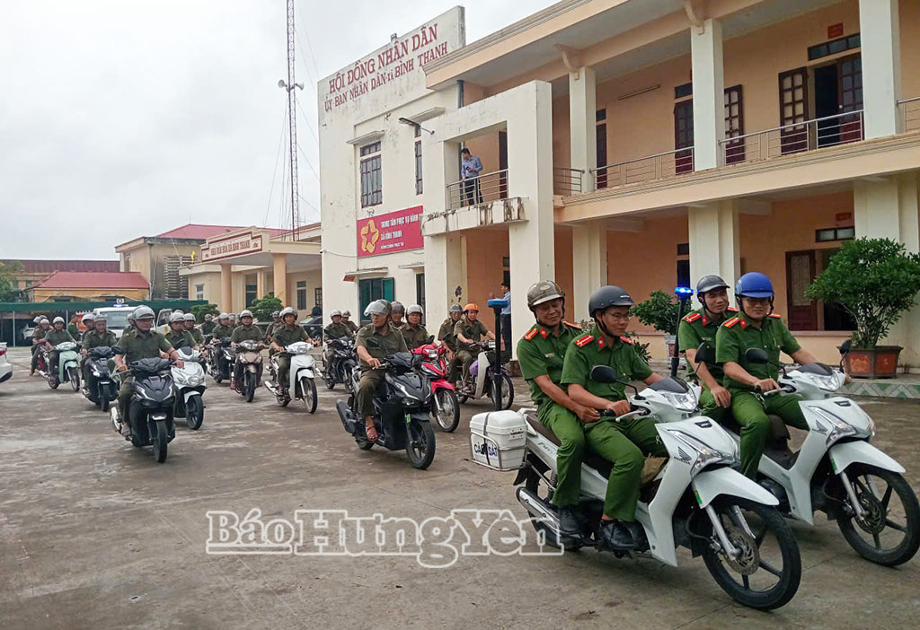 Công an xã Bình Thanh ra quân trấn áp tội phạm bảo đảm ANTT trên địa bàn.