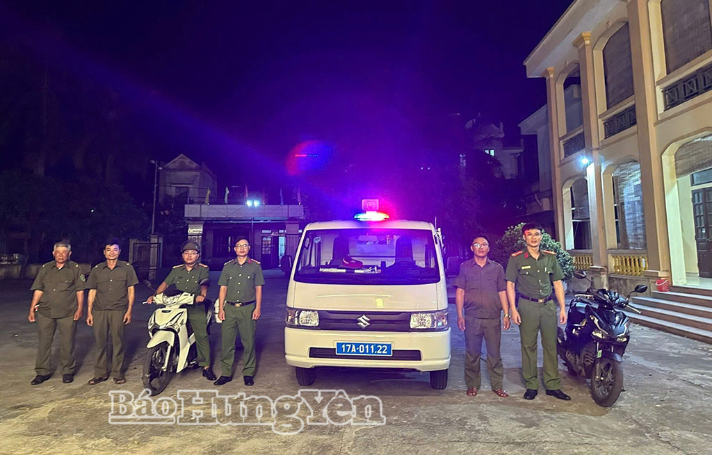 Lực lượng Công an xã Bình Thanh tuần tra bảo đảm ANTT trên địa bàn.