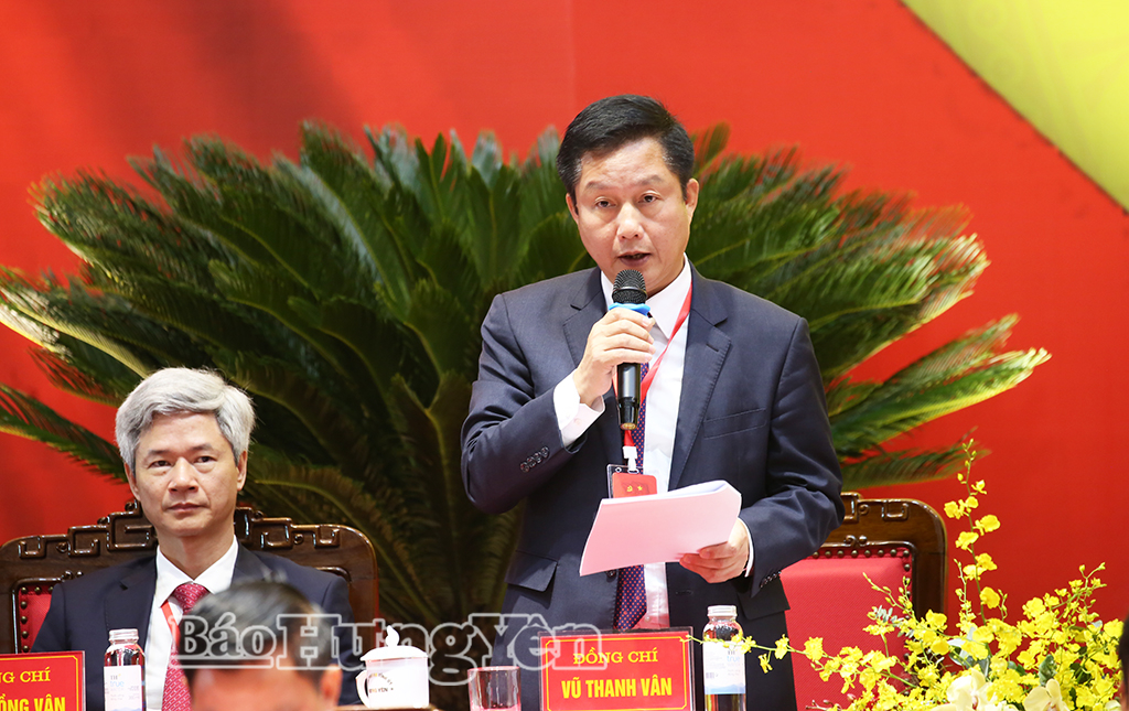 Đồng chí Vũ Thanh Vân, Ủy viên Ban Thường vụ Tỉnh ủy, Chánh thanh tra tỉnh điều hành thảo luận tại Đại hội.