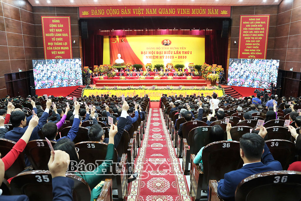 Các đại biểu biểu quyết thông qua Nghị quyết Đại hội.