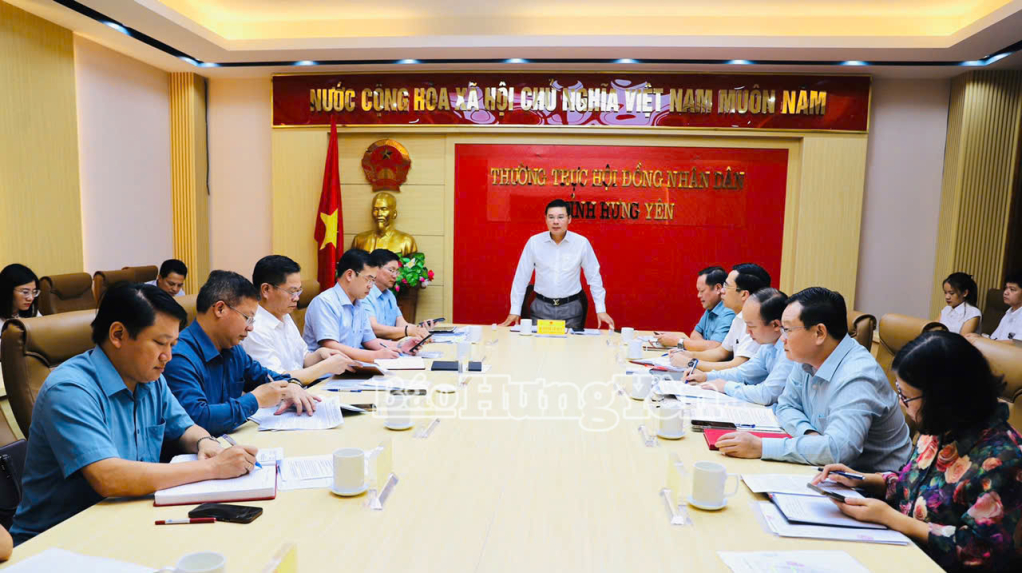 Đồng chí Nguyễn Lê Huy, Ủy viên Ban Thường vụ Tỉnh ủy, Phó Chủ tịch UBND tỉnh phát biểu tại buổi làm việc