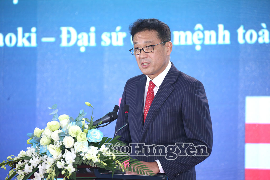 Ông Yasushi Kuno, Tổng Giám đốc Công ty  Cổ phần Điện khí LNG Thái Bình phát biểu tại lễ khởi công.