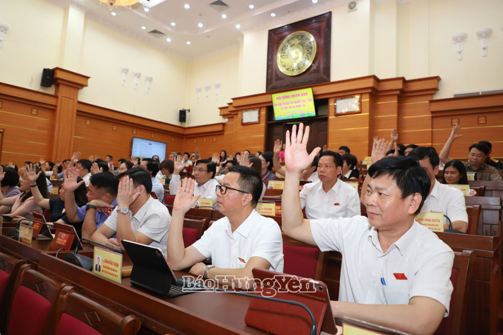 Đại biểu HĐND tỉnh biểu quyết thông qua nghị quyết tại kỳ họp.