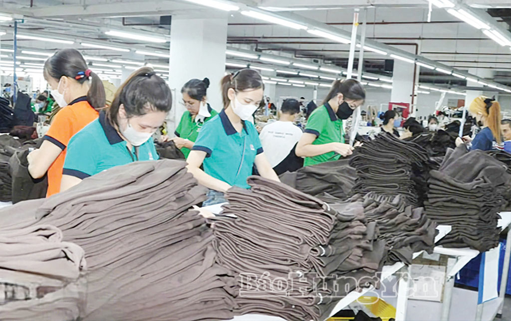 Sản xuất tại Công ty Cổ phần May và Dịch vụ Hưng Long, phường Đường Hào.