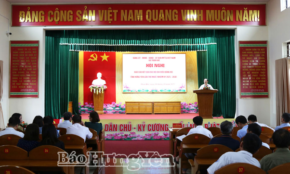 Xã Thần Khê tổ chức hội nghị báo cáo kết quả Đại hội đại biểu Đảng bộ tỉnh cho đại diện các tổ chức đảng trong toàn xã.
