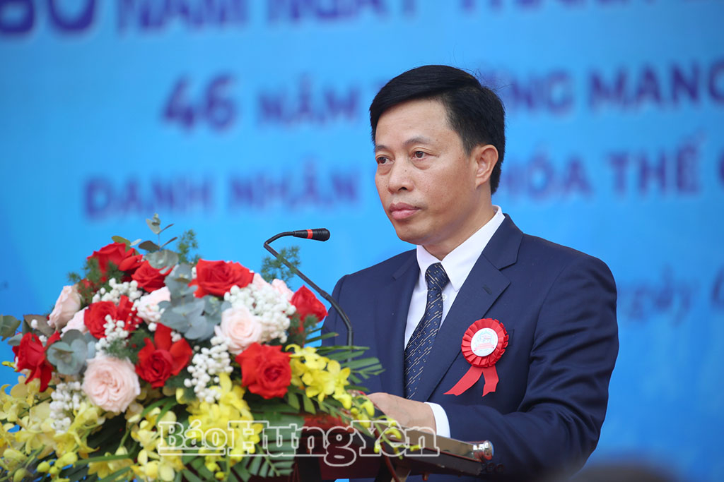 Đồng chí Lại Văn Hoàn, Phó Chủ tịch UBND tỉnh phát biểu tại lễ kỷ niệm.