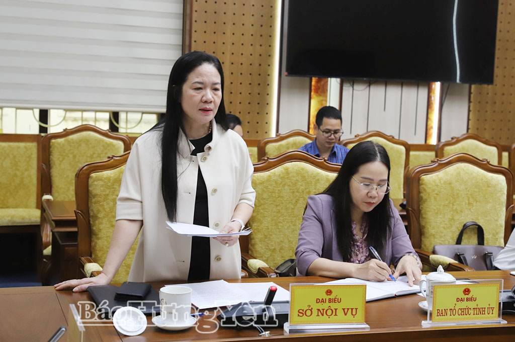 Đại diện Sở Nội vụ phát biểu tại buổi làm việc.