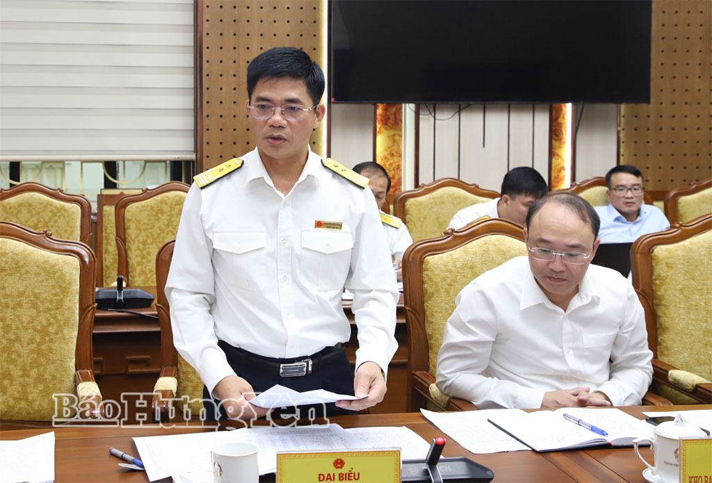 Đại diện Thuế tỉnh phát biểu tại phiên họp.