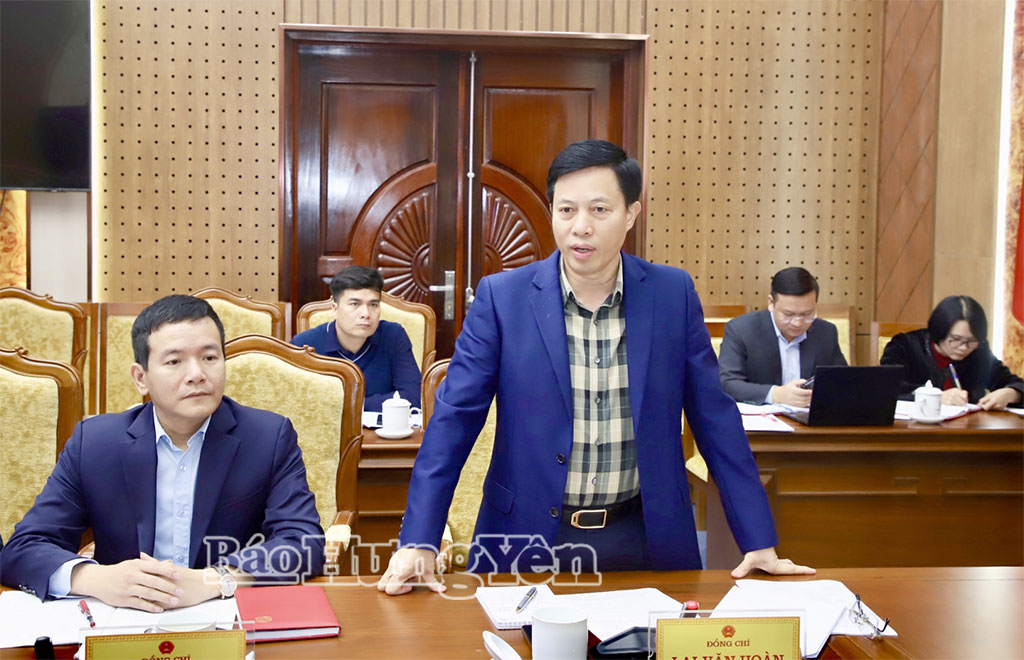 Đồng chí Phó Chủ tịch UBND tỉnh Lại Văn Hoàn phát biểu tại cuộc họp.