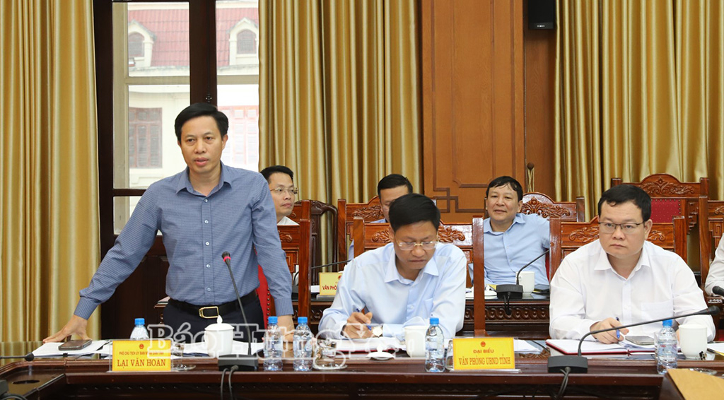 Phó Chủ tịch UBND tỉnh Lại Văn Hoàn phát biểu tại buổi làm việc.