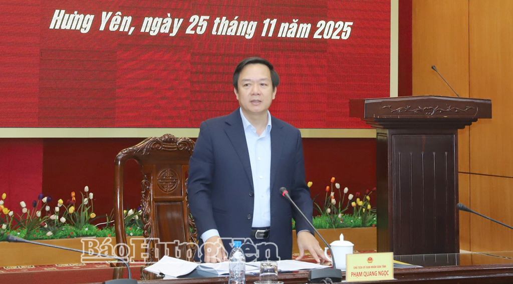 Chủ tịch UBND tỉnh Phạm Quang Ngọc phát biểu tại buổi làm việc.