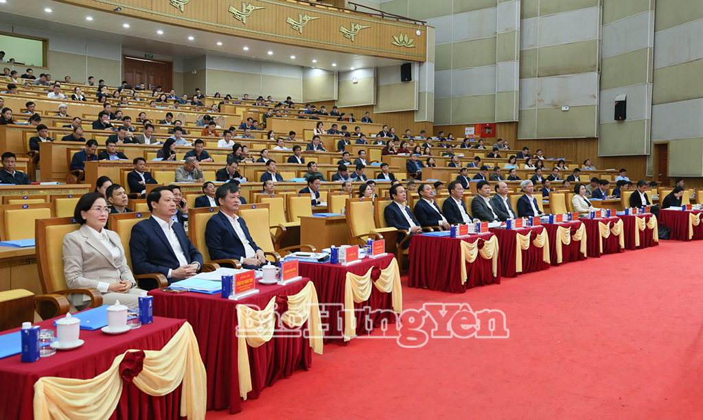 Các đồng chí Thường trực Tỉnh ủy và đại biểu dự hội nghị.