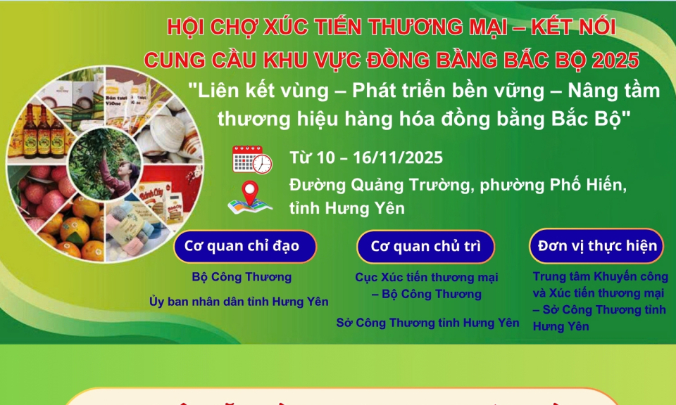 Hội chợ X&uacute;c tiến thương mại &ndash; Kết nối cung cầu khu vực đồng bằng Bắc Bộ 2025