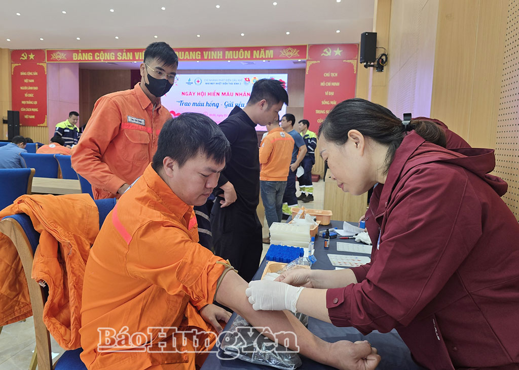 Người hiến máu thực hiện công tác xét nghiệm máu trước khi hiến máu.