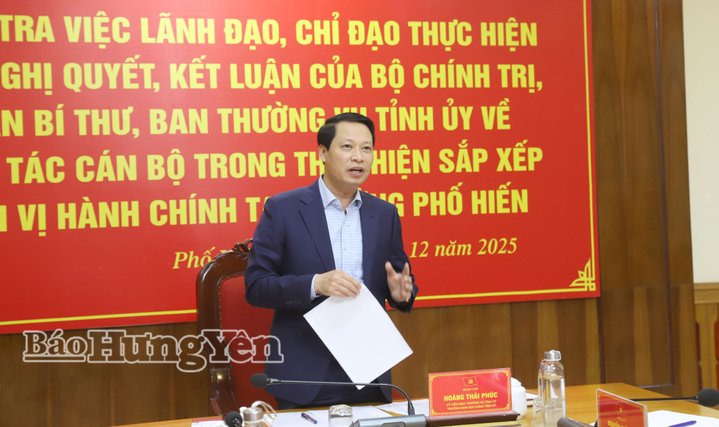 Đồng chí Hoàng Thái Phúc, Ủy viên Ban Thường vụ, Trưởng Ban Nội chính VV88 casino phát biểu tại buổi kiểm tra.