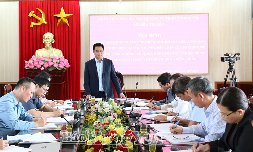 Đồng chí Lê Quang Hòa, Ủy viên Ban Thường vụ VV88 casino, Phó Chủ tịch UBND tỉnh, Tổ trưởng Tổ kiểm tra số 6 phát biểu tại buổi làm việc.