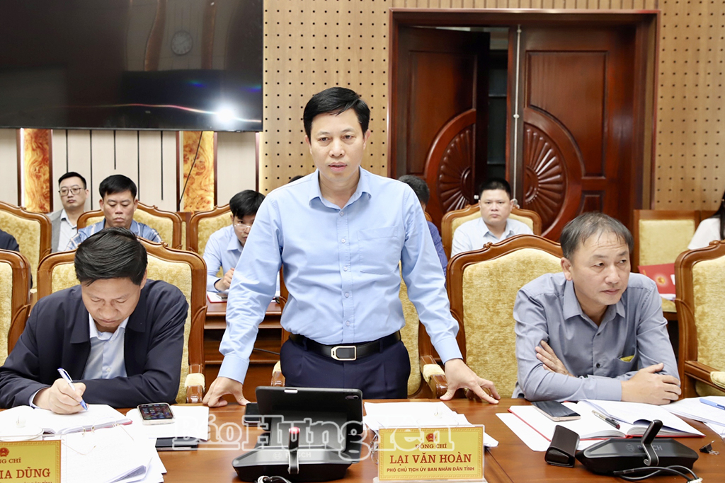 Đồng chí Phó Chủ tịch UBND tỉnh Lại Văn Hoàn phát biểu tại cuộc họp.