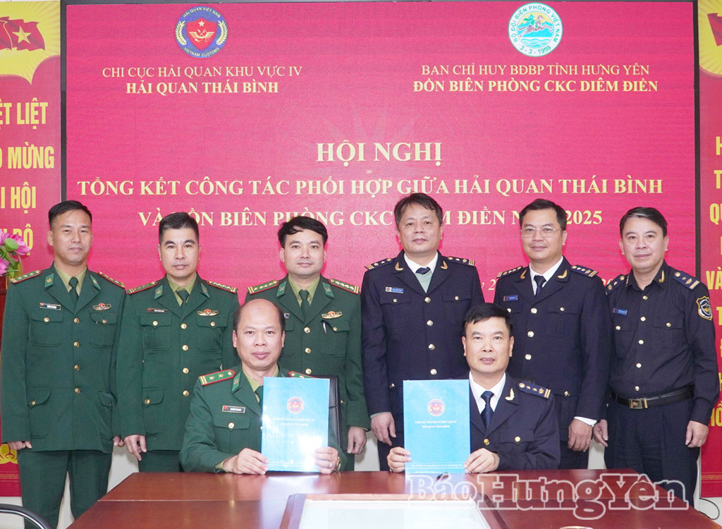 Hải quan Th&aacute;i B&igrave;nh v&agrave; Đồn bi&ecirc;n ph&ograve;ng cửa khẩu cảng Di&ecirc;m Điền tổng kết c&ocirc;ng t&aacute;c phối hợp năm 2025