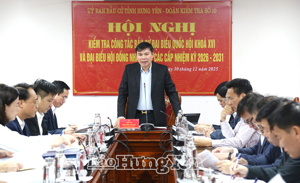 Đồng chí Nguyễn Lê Huy, Ủy viên Ban Thường vụ Tỉnh ủy, Phó Chủ tịch Thường trực UBND tỉnh phát biểu chỉ đạo buổi làm việc.